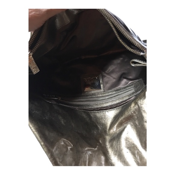Kooba Mandy Patent Leather Pewter/Silver Clutch Handbag